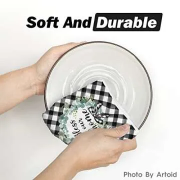 Artoid Mode Buffalo Plaid Wreath Vase Eucalyptus Home Sweet Home Kitchen Towels Dish Towels, 18x26 Inch Seasonal Spring Summer Decoration Hand Towels Set of 2