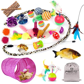 MIBOTE 28Pcs Cat Toys Assorted Set - Fun & Interactive Toys for Cats