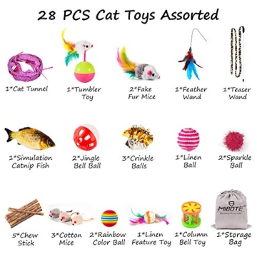 MIBOTE 28Pcs Cat Toys for Kittens and Cats | Interactive Play Set
