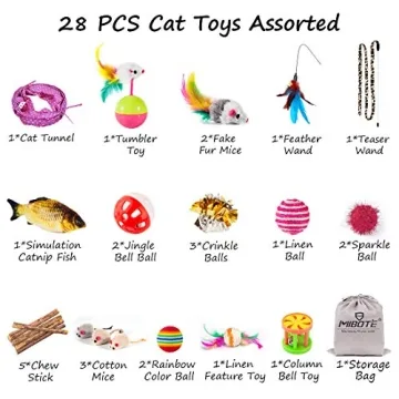 MIBOTE 28Pcs Cat Toys for Kittens and Cats | Interactive Play Set