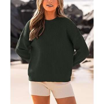 BTFBM Womens Casual Long Sleeve Sweaters Crew Neck Oversized Ribbed Knit Pullover Sweater 2025 Fall ...