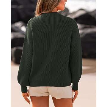 BTFBM Womens Casual Long Sleeve Sweaters Crew Neck Oversized Ribbed Knit Pullover Sweater 2025 Fall Winter Jumper Tops(Solid Army Green, Medium)