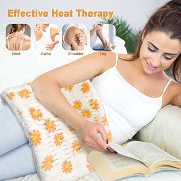 HELLOMOTO Heating Pad for Pain Relief, Electric Heating Pad for Back Pain and Cramps Relief -12 Heat Settings with Auto Off, Support Dry & Moist Heat, Machine Washable, Size 12 Inch x 24 Inch,-OW01