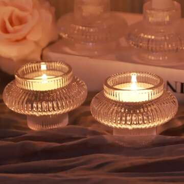 VOHO Vintage Candlestick Holders Set of 6, Dual Sided Candle Sticks Holder Decor for Taper Candles/T...