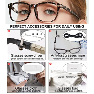 MARE AZZURO Leopard Blue Light Reading Glasses for Women