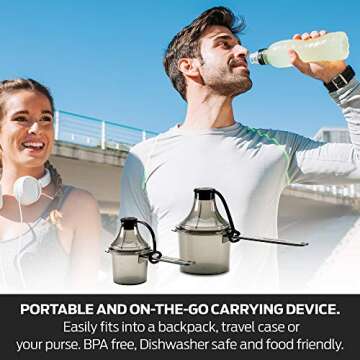 The Scoopie Supplement Container, Scoop, and Funnel System for Pre Workout Powder and Protein, Spill Proof Holder Dispenser, Gym and Shaker Bottle Travel Accessory, 4 Pack, PURPLE, 15cc 30cc 60cc 90cc