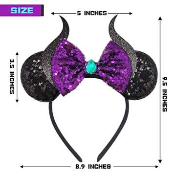MADO Devil Horns Headband, Black Mouse Ears for Women Girls, Halloween Ears, Princess hair Accessories Decorations Party Cosplay hair Accessories for Girls