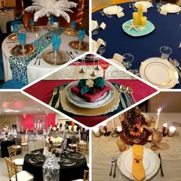 Efavormart 6 Pack Gold 13" Round Baroque Charger Plates Leaf Embossed Rim for Tabletop Decor Catering Event Decoration