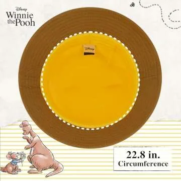 Disney Winnie The Pooh Bucket Hat, Packable Travel Hat with 3D Bear Ears, Wide Brim Summer Hat, Yellow, One Size