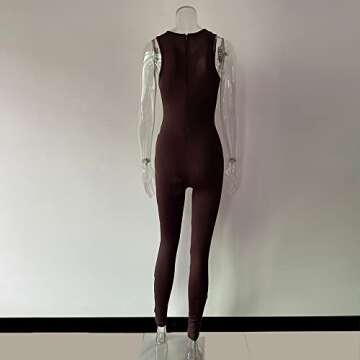 XLLAIS Sexy Buckle Jumpsuit Women Sleeveless Cut Out Fashion