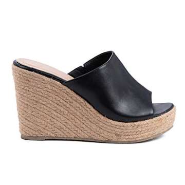 ShoBeautiful Women's Espadrille Platform Wedge Heel Peep Toe PU Sandals Summer Fashion Slippers EM04