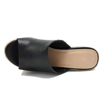 ShoBeautiful Women's Espadrille Platform Wedge Heel Peep Toe PU Sandals Summer Fashion Slippers EM04