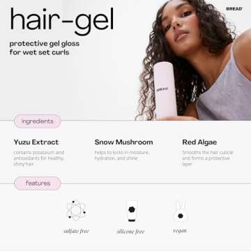 Bread Beauty Hair Gel: Long-Wear Curl Hydrating Gloss | Wavy, Coily, Textured & Curly Hair | For Curls and Slicked Back Styles | Silicone Free, Sulfate Free, Cruelty-Free | 6.2 ounce