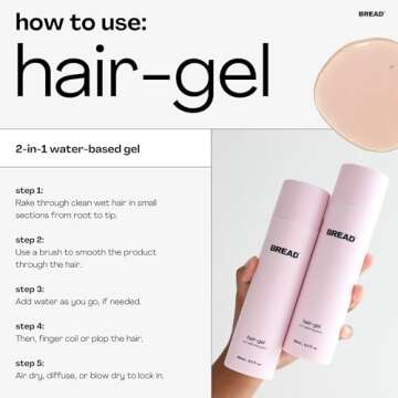 Bread Beauty Hair Gel: Long-Wear Curl Hydrating Gloss | Wavy, Coily, Textured & Curly Hair | For Curls and Slicked Back Styles | Silicone Free, Sulfate Free, Cruelty-Free | 6.2 ounce