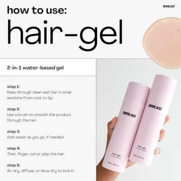 Bread Beauty Hair Gel: Long-Wear Curl Hydrating Gloss | Wavy, Coily, Textured & Curly Hair | For Curls and Slicked Back Styles | Silicone Free, Sulfate Free, Cruelty-Free | 6.2 ounce