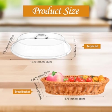 Hushee 2 Set Imitation Rattan Bread Basket with Lid