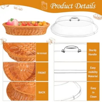 Hushee 2 Set Imitation Rattan Bread Basket with Lid