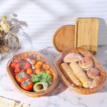 Hushee 2 Set Imitation Rattan Bread Basket with Lid