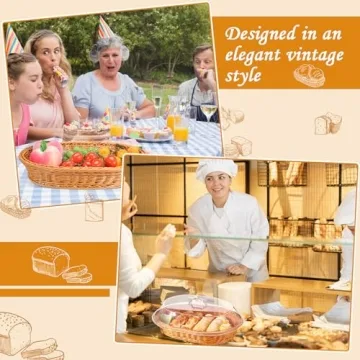 Hushee 2 Set Imitation Rattan Bread Basket with Lid