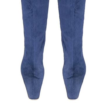 Stylish MOOMMO Navy Kitten Heel Over Knee High Boots