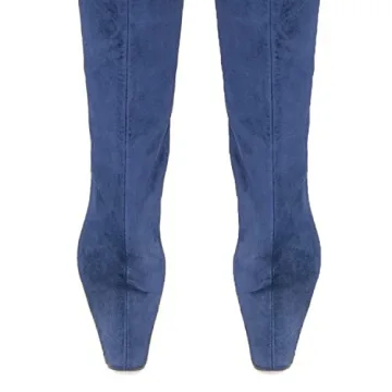 Stylish MOOMMO Navy Kitten Heel Over Knee High Boots