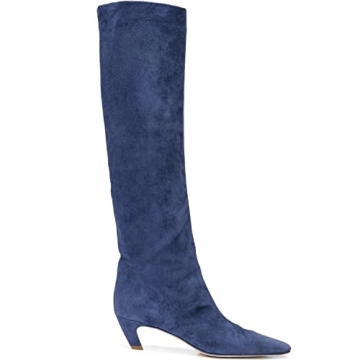 Stylish MOOMMO Navy Kitten Heel Over Knee High Boots