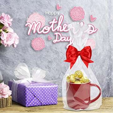 Morepack Flat Bottom Cellophane Bags,100 Pcs 7x3x12 Inches Clear Cello Bags Flat Bottom Cellophane Treat Bags for Cookie (No Side Gusset)