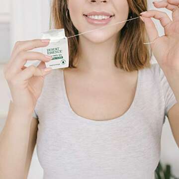 Desert Essence, Tea Tree Dental Floss 50 yd - Gluten Free - Cruelty Free - Naturally Waxed with Bees Wax - No Shred Floss - Tea Tree Oil - Removes Plaque and Build Up, pack of 6