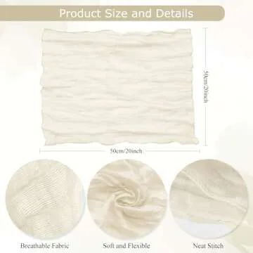 12 Pack Beige Cheesecloth Napkins 20×20 Inches Cheese Cloth Napkins Gauze Table Napkins with Wrinkle Multipurpose Bulk for Dinner Wedding Party Easter Home Decor