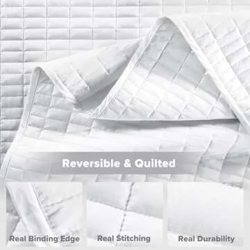 Comfort Spaces Kienna Quilt Set-Luxury Double Sided Stitching Design Summer Blanket, Lightweight, Soft, All Season Bedding Layer, Matching Sham, White, Coverlet King (104"x90") 3 Piece