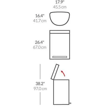 simplehuman 60 Liter Semi-Round Hands-Free Kitchen Step Stainless Steel Trash Can with Soft-Close Lid, Brushed