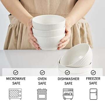 getstar Dessert Bowls, 4.5 in 10 oz Small Porcelain Bowl Set of 6, Microwave & Dishwasher Safe Ceramic Bowls for Ice Cream, Side Dishes, Snacks & Desserts, Set of 6 (White)