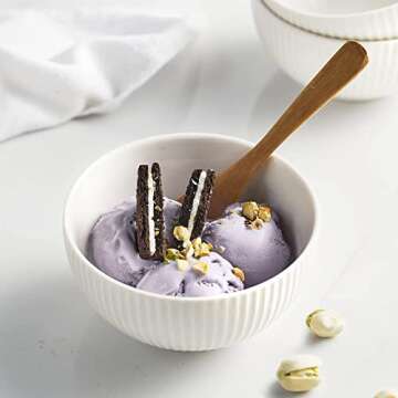 getstar Dessert Bowls, 4.5 in 10 oz Small Porcelain Bowl Set of 6, Microwave & Dishwasher Safe Ceramic Bowls for Ice Cream, Side Dishes, Snacks & Desserts, Set of 6 (White)