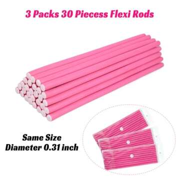 Royota 30PCS 9.45" Heatless Flexible Curling Rod, Skinny Small Flexi Rod Soft Twist Foam Hair Rollers for Tight Curl Women Girl Home Use Long and Short Hair (0.31 x 9.45 Inch, Random Color)