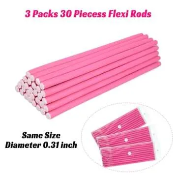 Royota 30PCS 9.45" Heatless Flexible Curling Rod, Skinny Small Flexi Rod Soft Twist Foam Hair Rollers for Tight Curl Women Girl Home Use Long and Short Hair (0.31 x 9.45 Inch, Random Color)