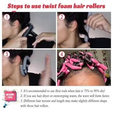 Royota 30PCS 9.45" Heatless Flexible Curling Rod, Skinny Small Flexi Rod Soft Twist Foam Hair Rollers for Tight Curl Women Girl Home Use Long and Short Hair (0.31 x 9.45 Inch, Random Color)