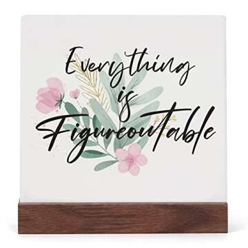 Inspirational Gifts for Women Men - Office Decor for Women - Encouragement Motivational Desk Decorations Cute Desk Accessories - Positive Plaque Sign With Wooden Stand