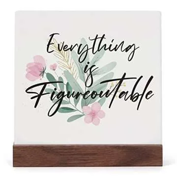 Inspirational Gifts for Women Men - Office Decor for Women - Encouragement Motivational Desk Decorations Cute Desk Accessories - Positive Plaque Sign With Wooden Stand
