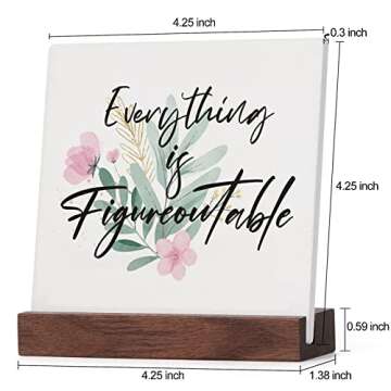 Inspirational Gifts for Women Men - Office Decor for Women - Encouragement Motivational Desk Decorations Cute Desk Accessories - Positive Plaque Sign With Wooden Stand