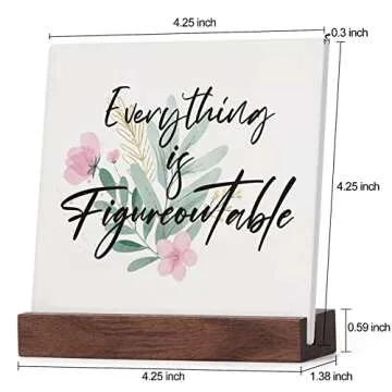 Inspirational Gifts for Women Men - Office Decor for Women - Encouragement Motivational Desk Decorations Cute Desk Accessories - Positive Plaque Sign With Wooden Stand