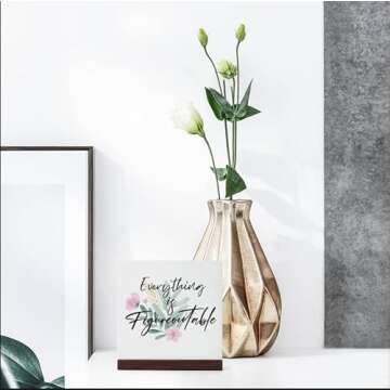 Inspirational Gifts for Women Men - Office Decor for Women - Encouragement Motivational Desk Decorations Cute Desk Accessories - Positive Plaque Sign With Wooden Stand