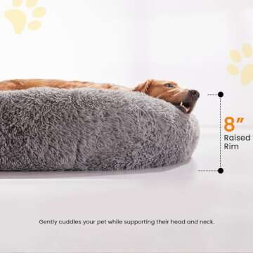 URGVANZ PET Dog Beds for Large Dogs, Calming Donut Dog Bed, Round Fluffy Dog Beds, Plush Pet Bed for...