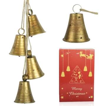 Styleonme Decorative Bells, Christmas Bells, Metal Indoor and Outdoor Blessing Bells, 4-Piece Set of...