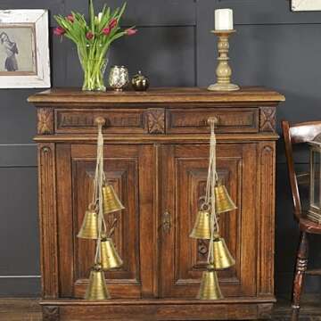 Styleonme Decorative Bells, Christmas Bells, Metal Indoor and Outdoor Blessing Bells, 4-Piece Set of Harmonious Bells, Vintage Handmade and Rustic Lucky Christmas Bells Hanging on a Rope