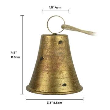 Styleonme Decorative Bells, Christmas Bells, Metal Indoor and Outdoor Blessing Bells, 4-Piece Set of Harmonious Bells, Vintage Handmade and Rustic Lucky Christmas Bells Hanging on a Rope