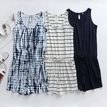 ANRABESS Womens Summer Scoop Neck Sleeveless Casual Jumpsuit Tank Top Short Rompers with Pockets