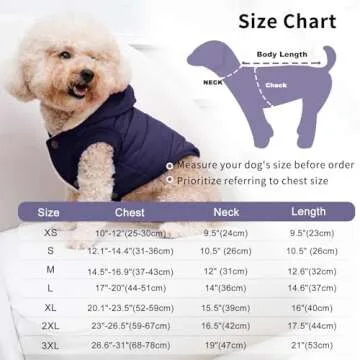 Vecomfy Fleece Lining Extra Warm Dog Hoodie in Winter for Small Dogs Jacket Puppy Coats with Hooded,Blue M