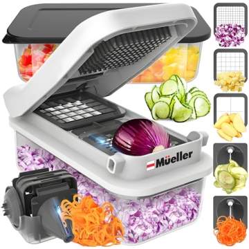 Mueller Pro-Series V Blade Vegetable Chopper, Onion Chopper, Egg Slicer, Spiralizer, Dicer, Food Cho...