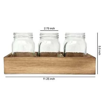 Stylish Mason Jar Glass Utensil Holder with Rustic Tray
