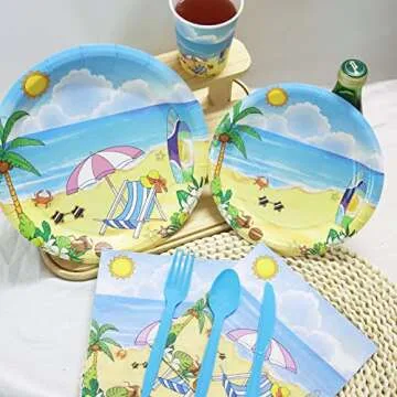 Decodinli Beach Party Supplies for 25 Guests, Set of 125